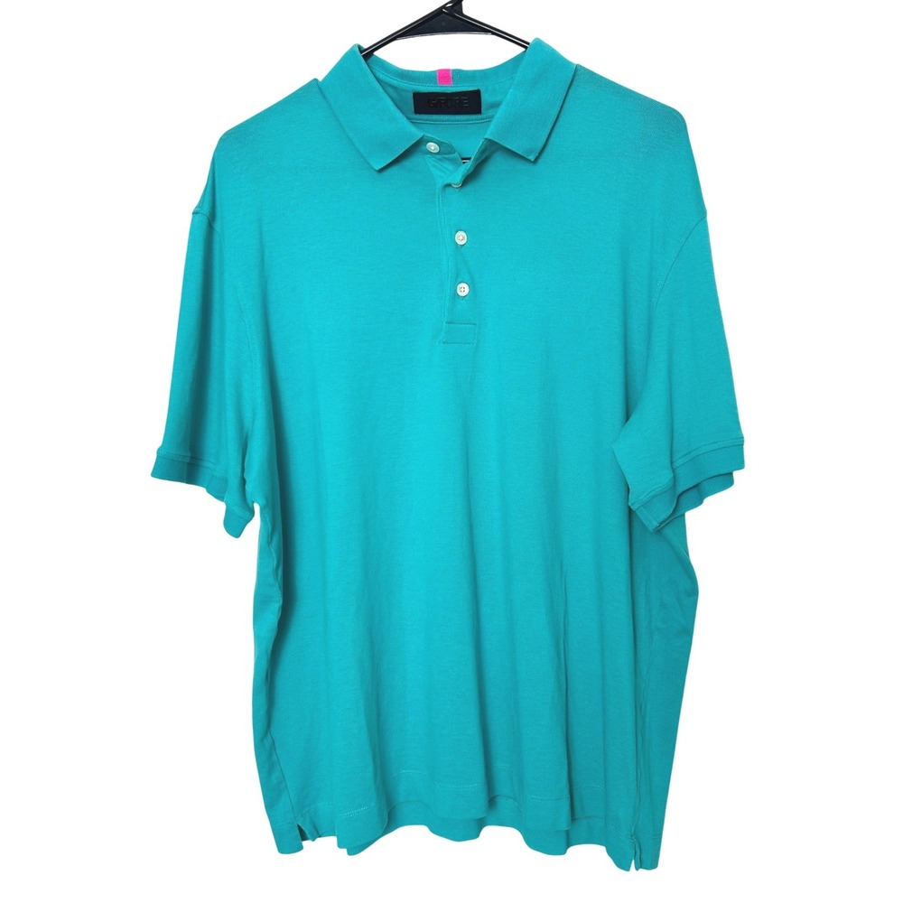 G/FORE‎ Polo Shirt Men XL Siren Teal Aqua Performance Golf Preppy Sporty Luxury